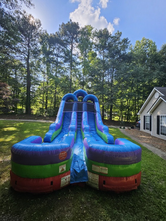 15ft Retro Rainbow Double Lane Water Slide